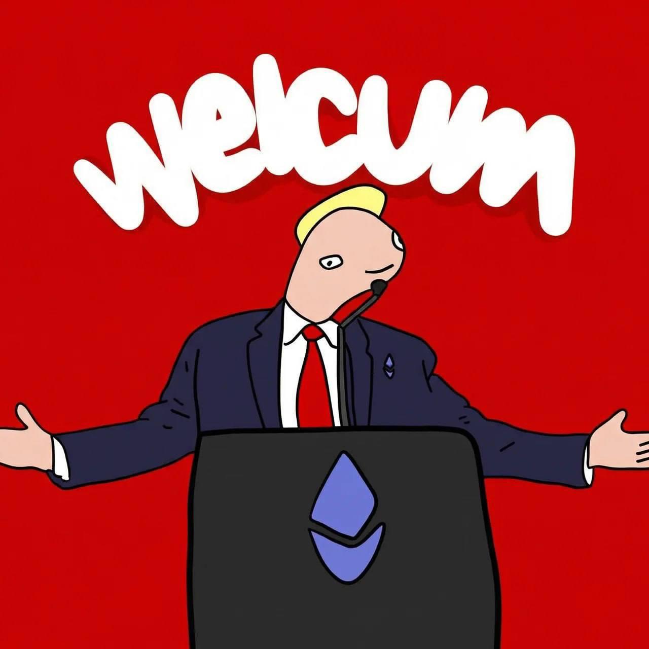 Tremp at the town hawl podium